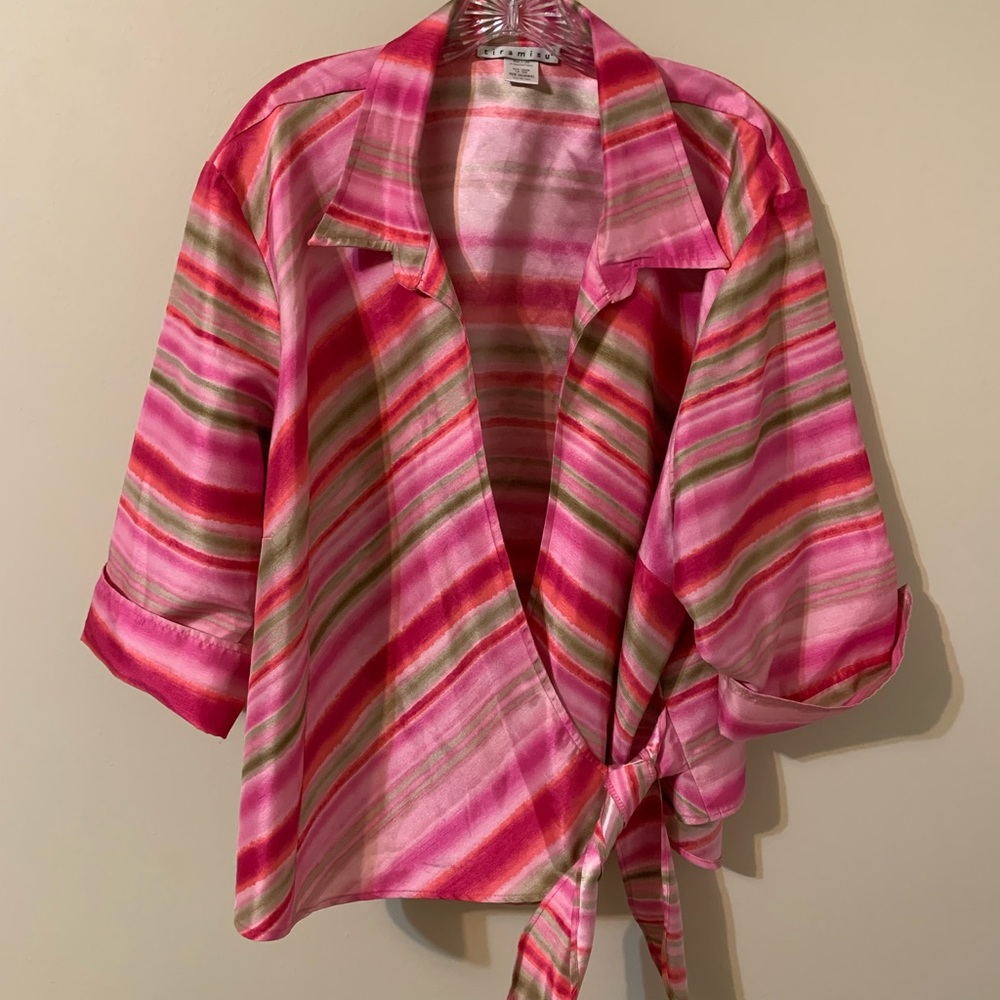 TIRAMISU Striped Tie Closure Top size 3X